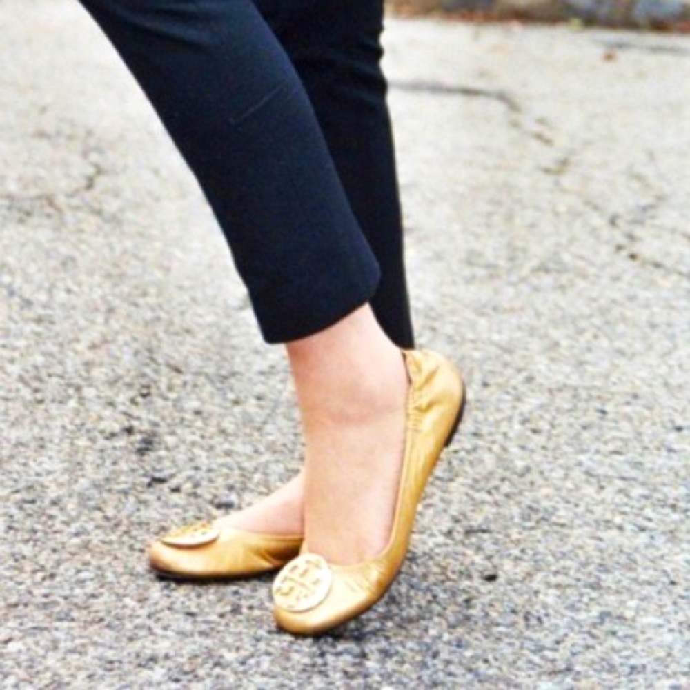 Gold tory Burch flats